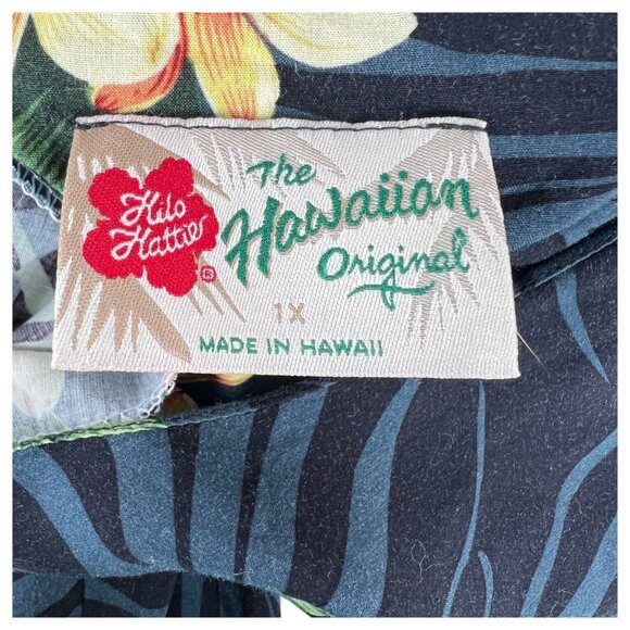 Hilo Hattie Hawaiian Dress Women 1X Black Floral Sleeveless Made In Hawaii Rayon - Picture 6 of 7